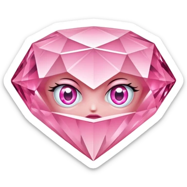 pink diamond with eyes, no mouth, shiny and beautiful sticker