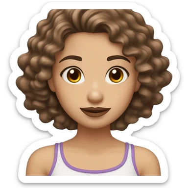 Wavy brown hair girl with dimples long lashes and medium lips ￼ sticker