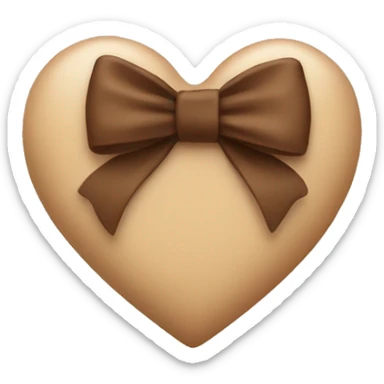beige heart with a brown bow sticker