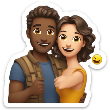 deux amis faisant un selfie sticker