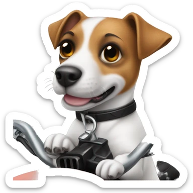 jack russell who rides a motorcycle sticker