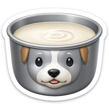 Sliver dog bowl emoji with only milk in it sticker