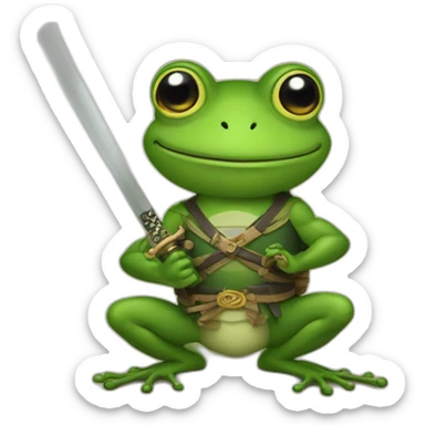a frog wih a katana sticker