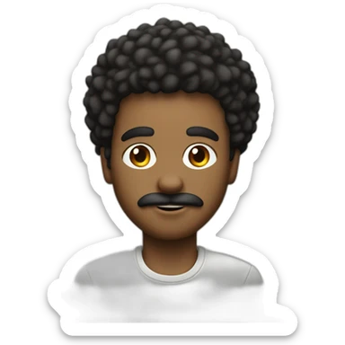 20 years black men with mini twisted afro and a small black moustache and goatee sticker