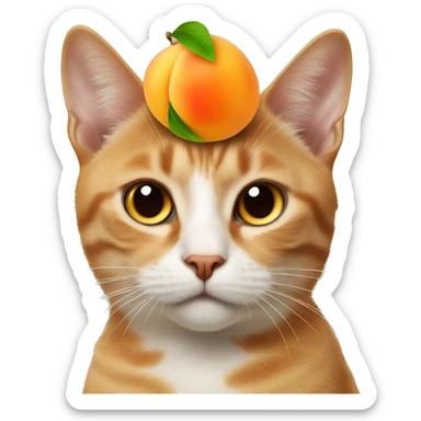 A cat with an apricot on its head sticker