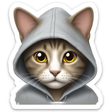 Cat wearing a hoodie ￼ sticker