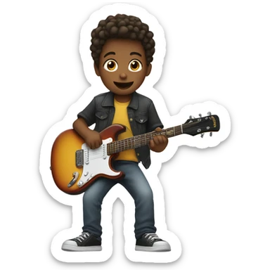 Kid jamming on guitar  sticker