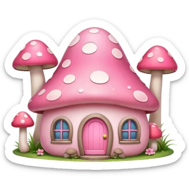 Girly pink tone cottage mushroom home sticker