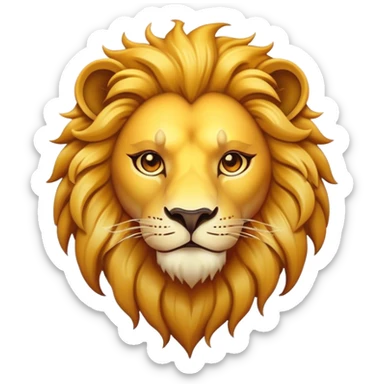 Cinematic Lion Emoji, Vibrant and bold, Iconic and striking design, rim lighting effect, golden and amber tones, Simplified yet expressive features, highly detailed, glowing with warm golden hues, high shine, fierce and majestic, stylized with a touch of fantasy, playful and bold, blending realism with charm, soft glowing outline, clean and immaculate design, confident and strong pose, capturing the essence of a lion in an easily recognizable and captivating form, so lively it feels as though it could roar out of the screen! sticker