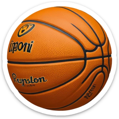 Crea un balón de basket negro con rayas blancas sticker