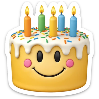 smiley face birthday cake sticker