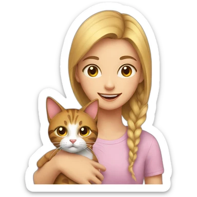 cat with girl sticker