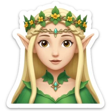 Flower-crowned elf queen sticker