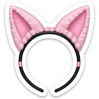 Black cat ears hair hoop with pink inside ears sticker