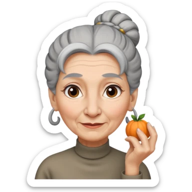 Old woman with long nose and gray hair in a bun sticker