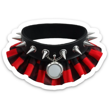 Black and red gothic lolita spiked choker-collar  with a silver locket attached in chains  sticker