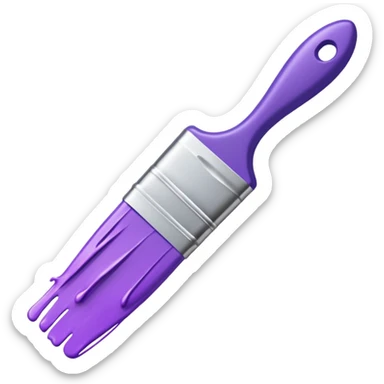 Paint brush with purple paint in the end of the brush  sticker
