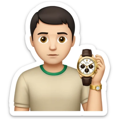 Make a dark hair Caesar with Rolex watches emoji sticker