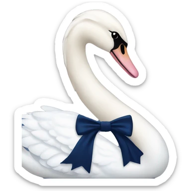 White swan with a navy blue bow sticker
