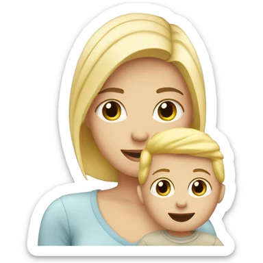 Blond girl with baby boy and husband sticker