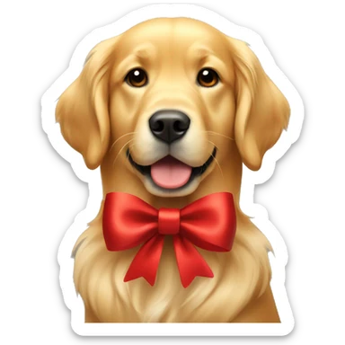 Golden Retriever with red bow  sticker