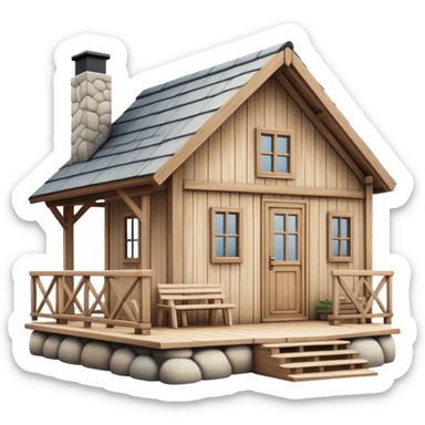 scandinavian wooden house with patio sticker