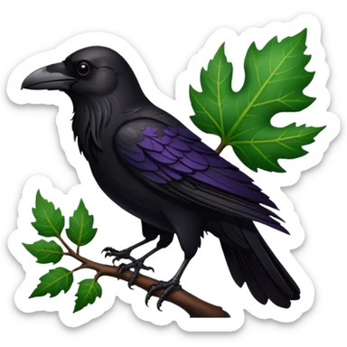 A raven holding a weirwood leaf sticker