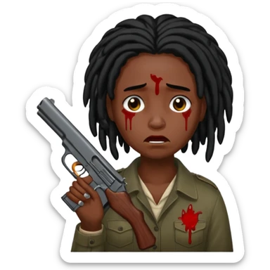 locs with black hair holding gun very darkskin crying blood sticker