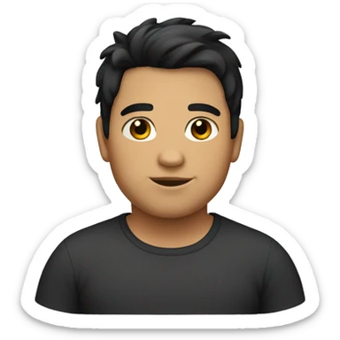 a boy fat with the hair for the shoulders and black hair sticker