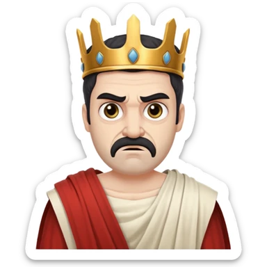 evil ancient greek king with toga ugly sticker