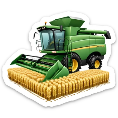 An icon featuring a wheat field, a combine harvester, fertilizer formulas, and plant cells, symbolizing agronomy. The design includes farming tools and crops, representing agricultural science, crop production, and plant biology. Transparent background highlights sustainable farming and growth. sticker