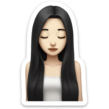 pale girl with long black hair sleeping  sticker