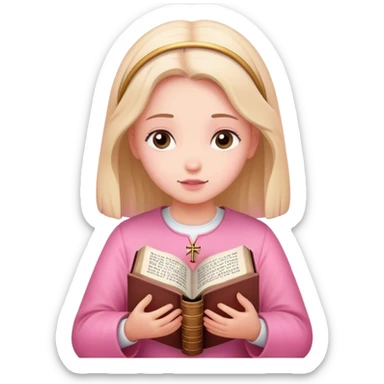 Girl with bible praying to God pink sticker