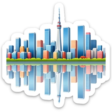 Create a tokyo skyline with a mirror image of the san francisco skyline below it.  sticker