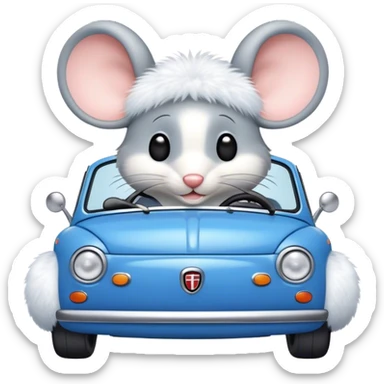 sweet mouse driving a blue fiat sticker