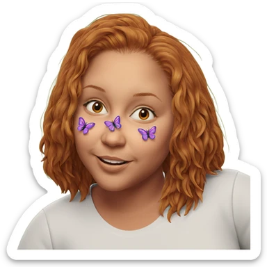 happy girl with butterfly sticker