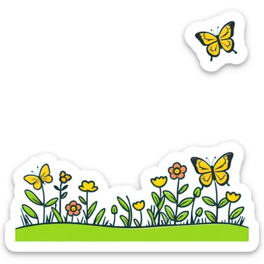 spring meadow with butterflies sticker