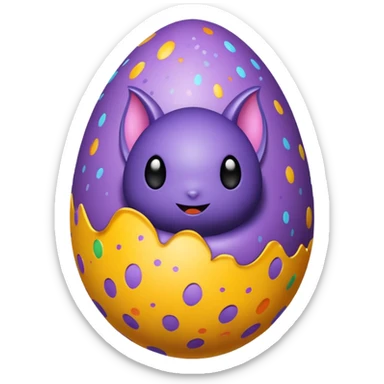 easter egg with bat sticker