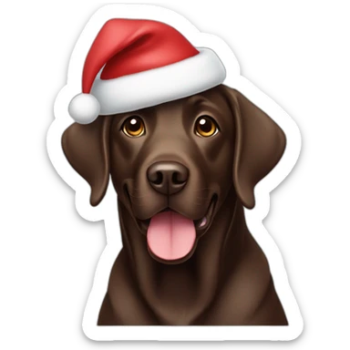 chocolate labrador with christmas hat sticker