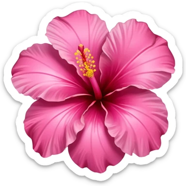 A pink hibiscus flower but in the shape of a heart sticker