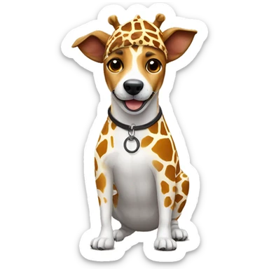 a jack russel in a giraffe costume sticker