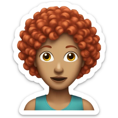 woman with funny red curly wig sticker