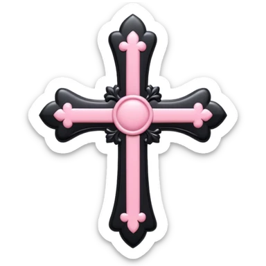 realistic 3d soft cute black pink goth cross , no woman sticker