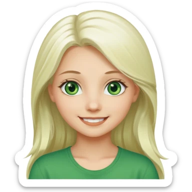 Long platinum blonde hair girl with green eyes  sticker