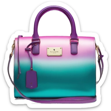 Realistic metallic teal purple pink ombre Kate Spade satchel purse without strap. sticker