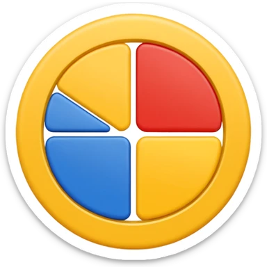 a circle with yellow blue red and green in it such as a uno play card , a circle divided in four sticker