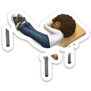 student lies down on a school desk sticker
