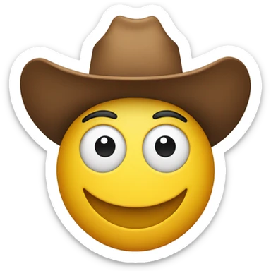 Smiley face wearing a cowboy hat with heart eyes sticker