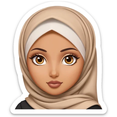 pretty bratz baddie, tan skin, hijabi, brown eyes sticker
