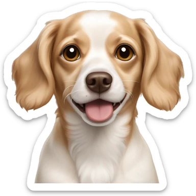 Tan and white chihuahua cocker spaniel mix happy, shorter ears sticker